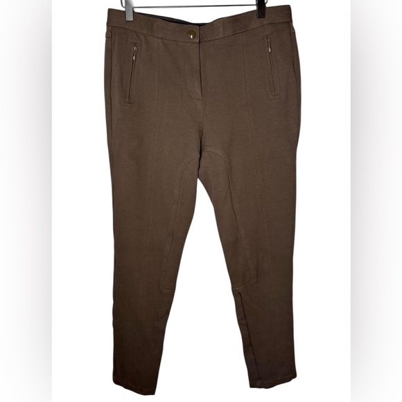 Chico's Pants - Chico’s Knit Jodhpur Style Brown Pants Stretch Ponte Faux Pockets Sz 10
